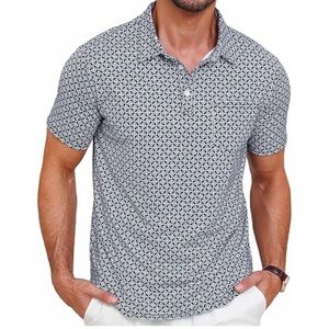 Set of (2) Men's size L‎ Geometric Pattern polo pull overs super soft